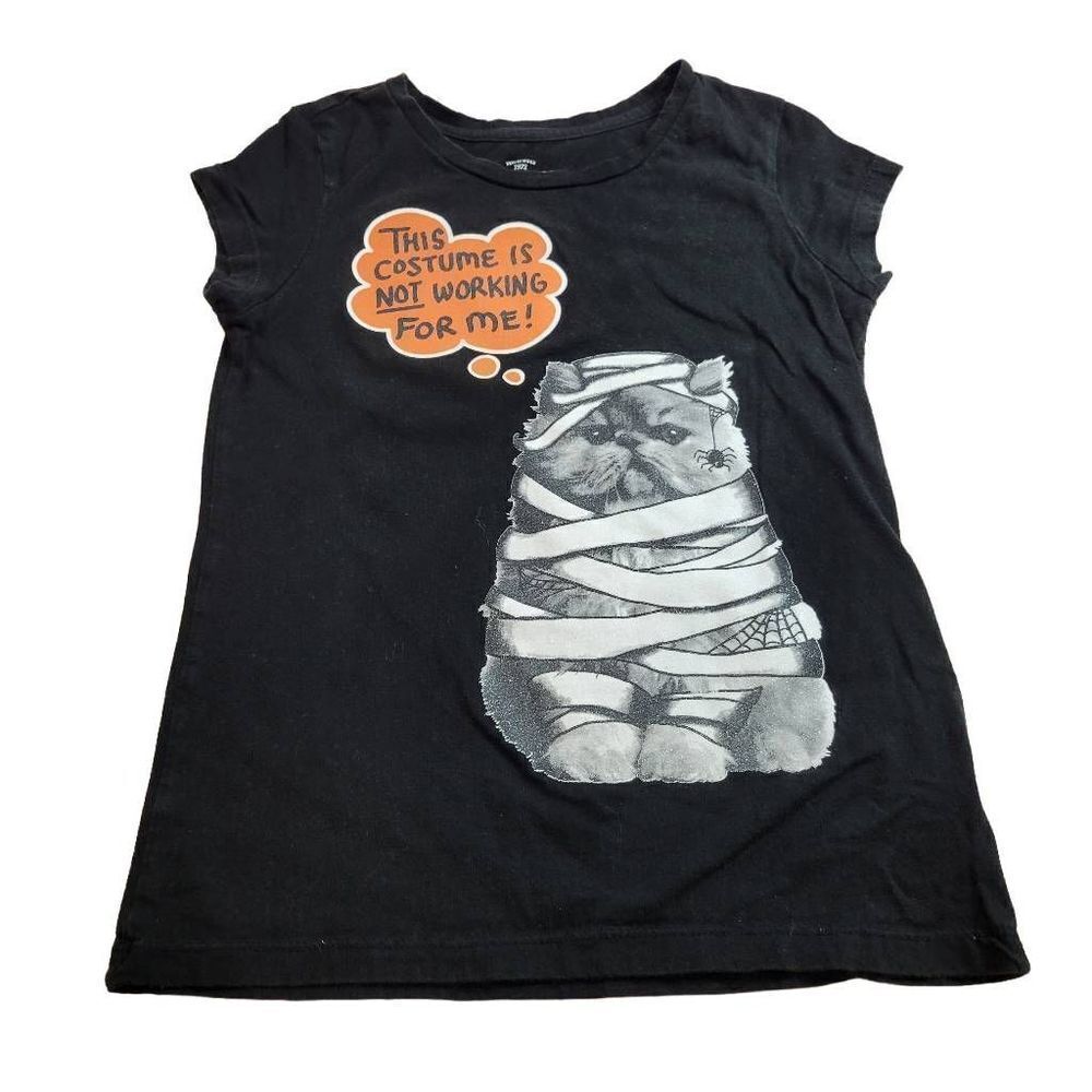Faded Glory Halloween Cat mummy shirt L10/12